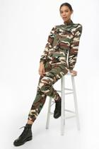 Forever21 Camo Print Zip-front Jumpsuit