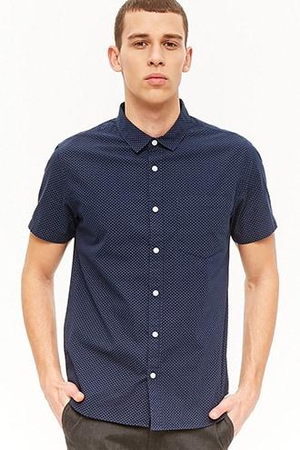 Forever21 Pin Dot Dolphin-hem Shirt