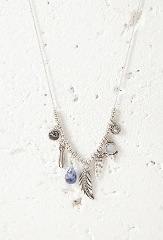 Forever21 Feather Charm Longline Necklace