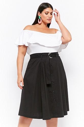 Forever21 Plus Size Belted A-line Midi Skirt