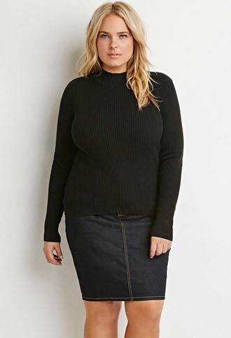 Forever21 Plus Ribbed Mock Neck Sweater