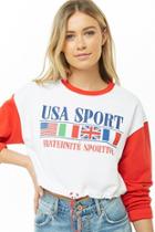 Forever21 Usa Sport Graphic Drawstring-hem Top