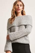 Forever21 Marled Honeycomb Knit Off-the-shoulder Sweater