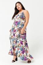 Forever21 Plus Size Floral Print Open-shoulder Dress