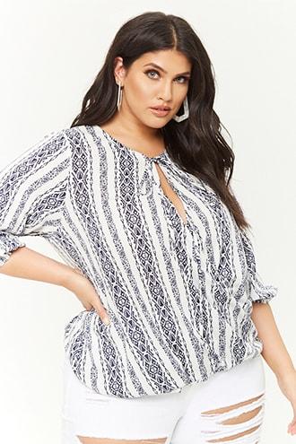 Forever21 Plus Size Tribal-inspired Surplice Top