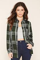 Forever21 Women's  Olive & Black Plaid Button-front Shirt