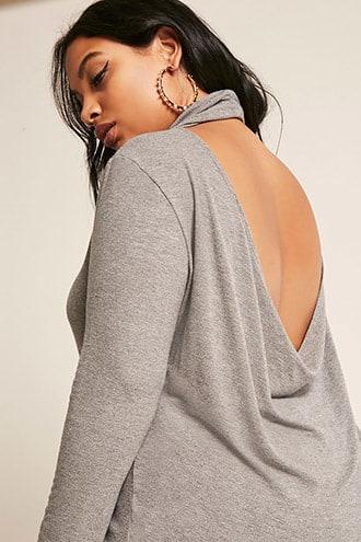 Forever21 Plus Size Marled Scoop-back High-low Top