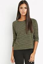 Forever21 Contemporary Striped Button-vent Top
