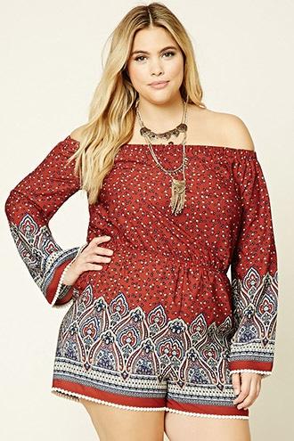 Forever21 Plus Size Ornate Print Romper