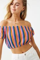Forever21 Textured Multicolor Striped Top