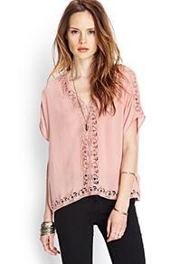 Forever21 V-neck Crocheted Dolman Top