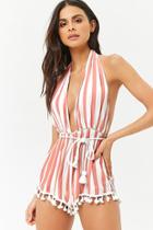 Forever21 Striped Swim Cover-up Romper