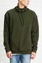 21 Men Men's  Olive Quilted Cowl-neck Pullover