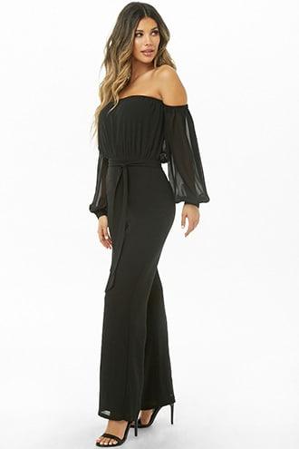 Forever21 Off-the-shoulder Chiffon Jumpsuit