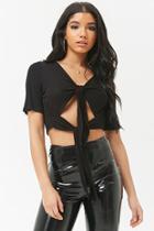 Forever21 Ribbed Tie-front Crop Top