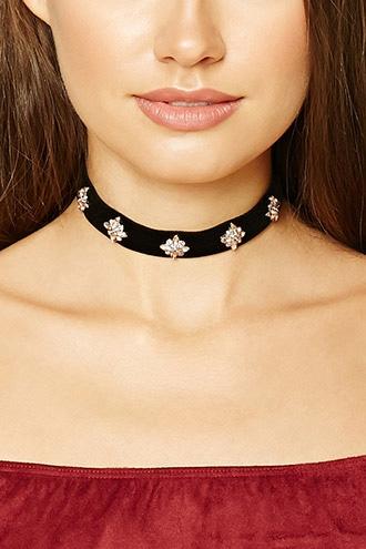 Forever21 Velour Rhinestone Choker