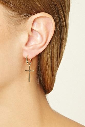 Forever21 Cross Mini Hoops