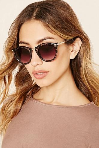 Forever21 Gold & Grey Metal Trim Cat Eye Sunglasses