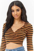 Forever21 Striped Cross-front Crop Top