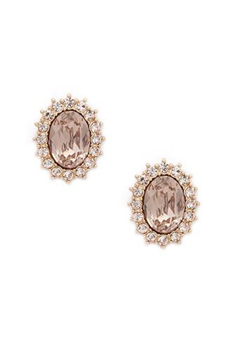 Forever21 Gold & Pink Faux Gem Rhinestone Studs