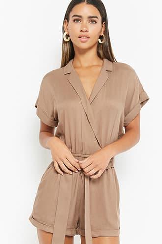 Forever21 Cuffed Surplice Romper