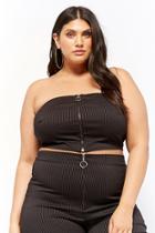 Forever21 Plus Size Pinstriped Cropped Tube Top