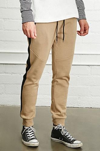 21 Men Men's  Taupe & Black Marled Knit Joggers