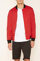 21 Men Men's  Red Zip-up Bomber Jacket