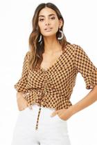 Forever21 Ruched Geo Print Crop Top