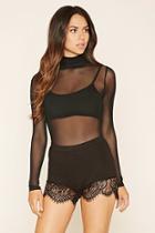 Forever21 Women's  Eyelash Lace Hem Shorts