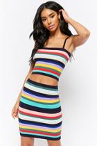 Forever21 Ribbed Knit Multicolor Striped Bodycon Mini Skirt