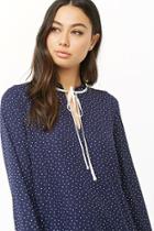 Forever21 Polka-dot Tie-neck Top