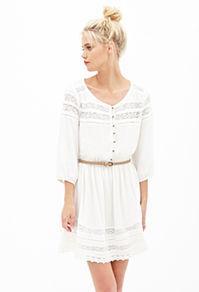 Forever21 Crochet-paneled Peasant Dress