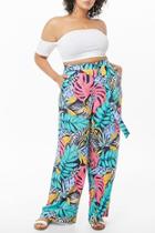 Forever21 Plus Size Tropical Leaf Print Pants
