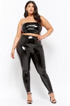 Forever21 Plus Size Vinyl Cropped Tube Top & Pants Set