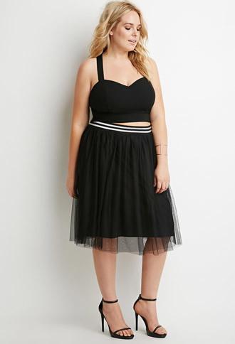 Forever21 Plus Metallic Varsity-striped Tulle Skirt