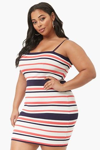 Forever21 Plus Size Striped Bodycon Mini Dress