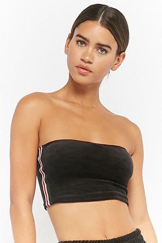Forever21 Striped Velour Tube Top