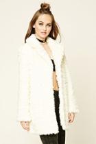 Forever21 Women's  Cream Faux Fur Coat