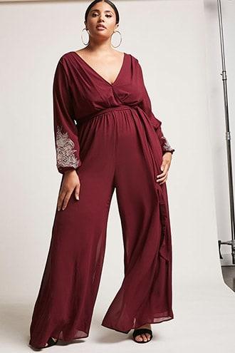 Forever21 Plus Size Soieblu Chiffon Jumpsuit