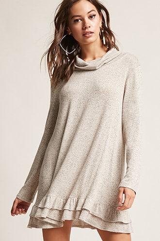 Forever21 Marled Knit Cowl Neck Dress