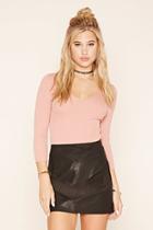 Forever21 Women's  Dusty Pink V-neck Sweater Top