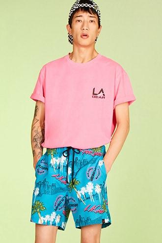 Forever21 L.a. Gear Palm Tree Print Swim Trunks