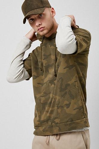 Forever21 Ocean Current Camo Hooded Top