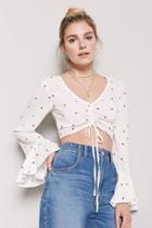 Forever21 Ruched Heart Print Crop Top