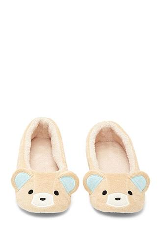 Forever21 Women's  Tan Bear House Slippers