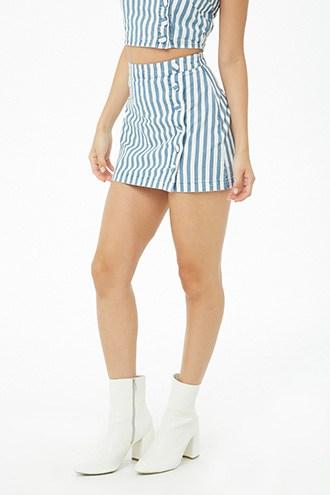 Forever21 Striped Button-front A-line Skirt