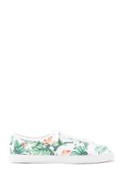 Forever21 Women's  White & Coral Tropical Print Sneakers