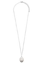Forever21 Engraved Locket Longline Necklace (antic Silver)
