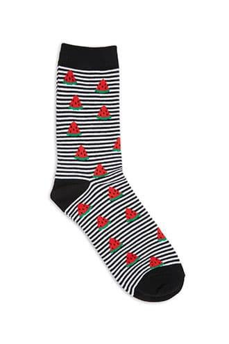 Forever21 Men Striped Strawberry Print Crew Socks